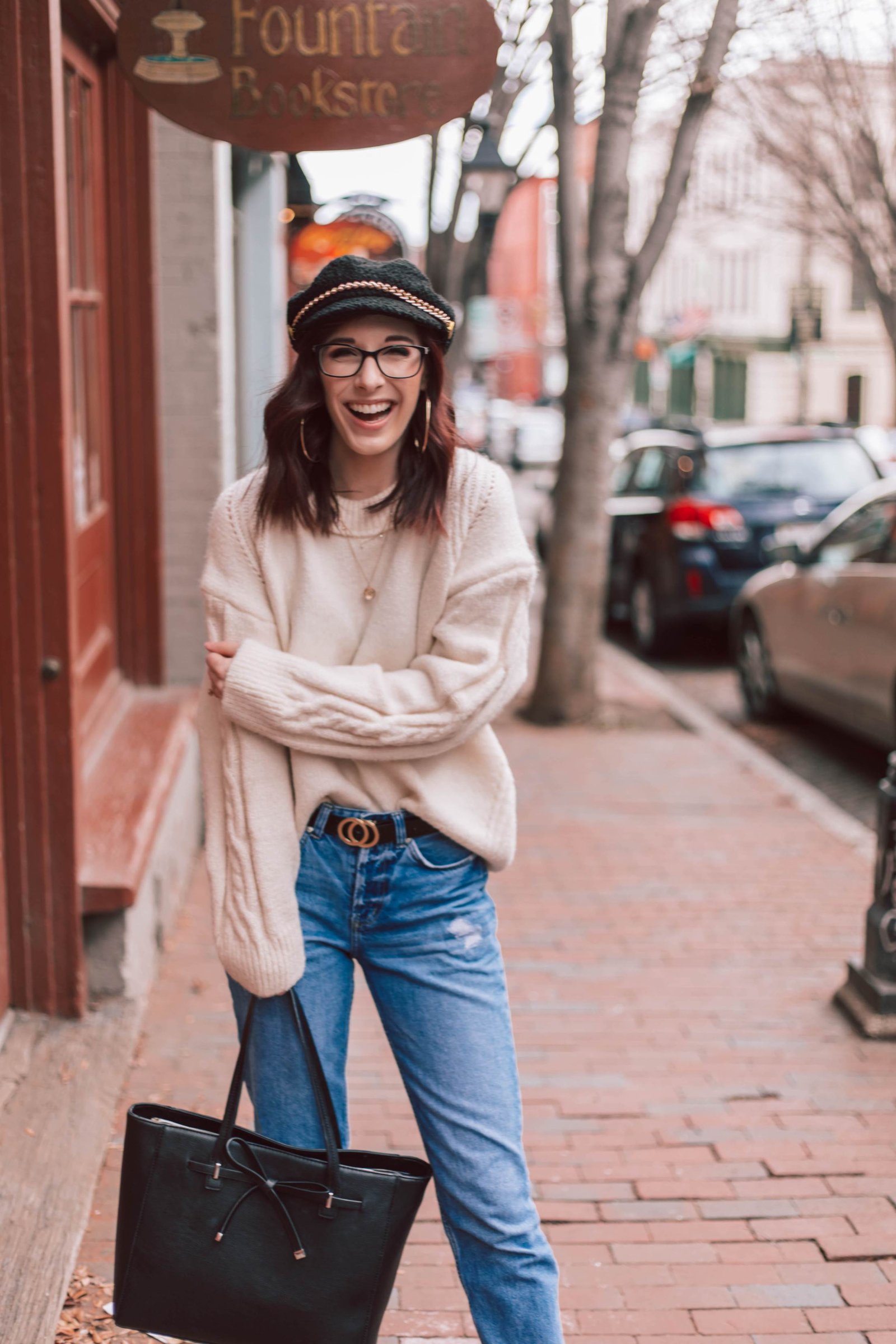 The Cutest Way To Wear Boyfriend Jeans For Winter