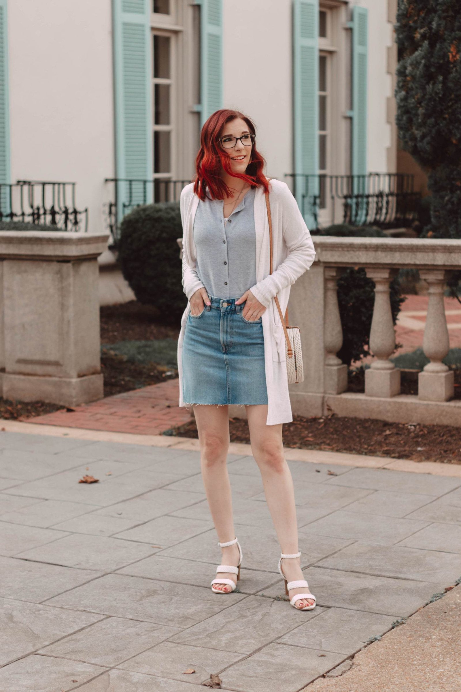 Denim skirt outlet and denim jacket