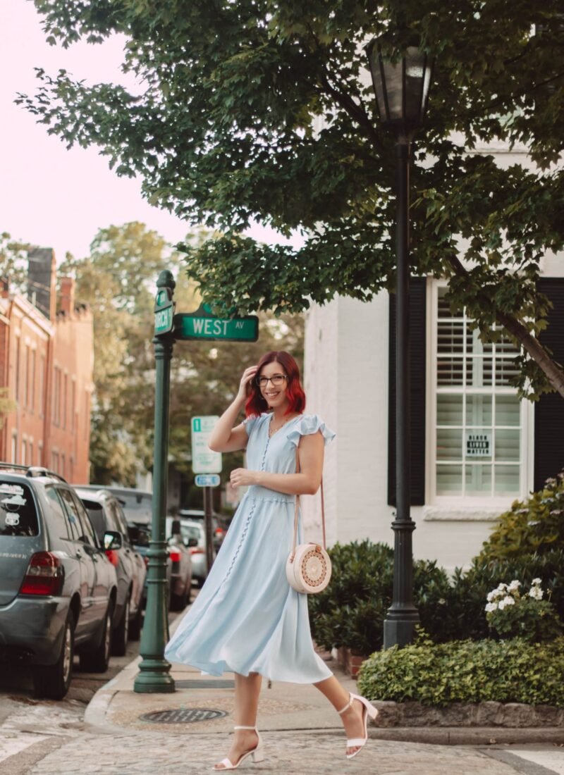 How to Style a Light Blue Midi Dress for Summer