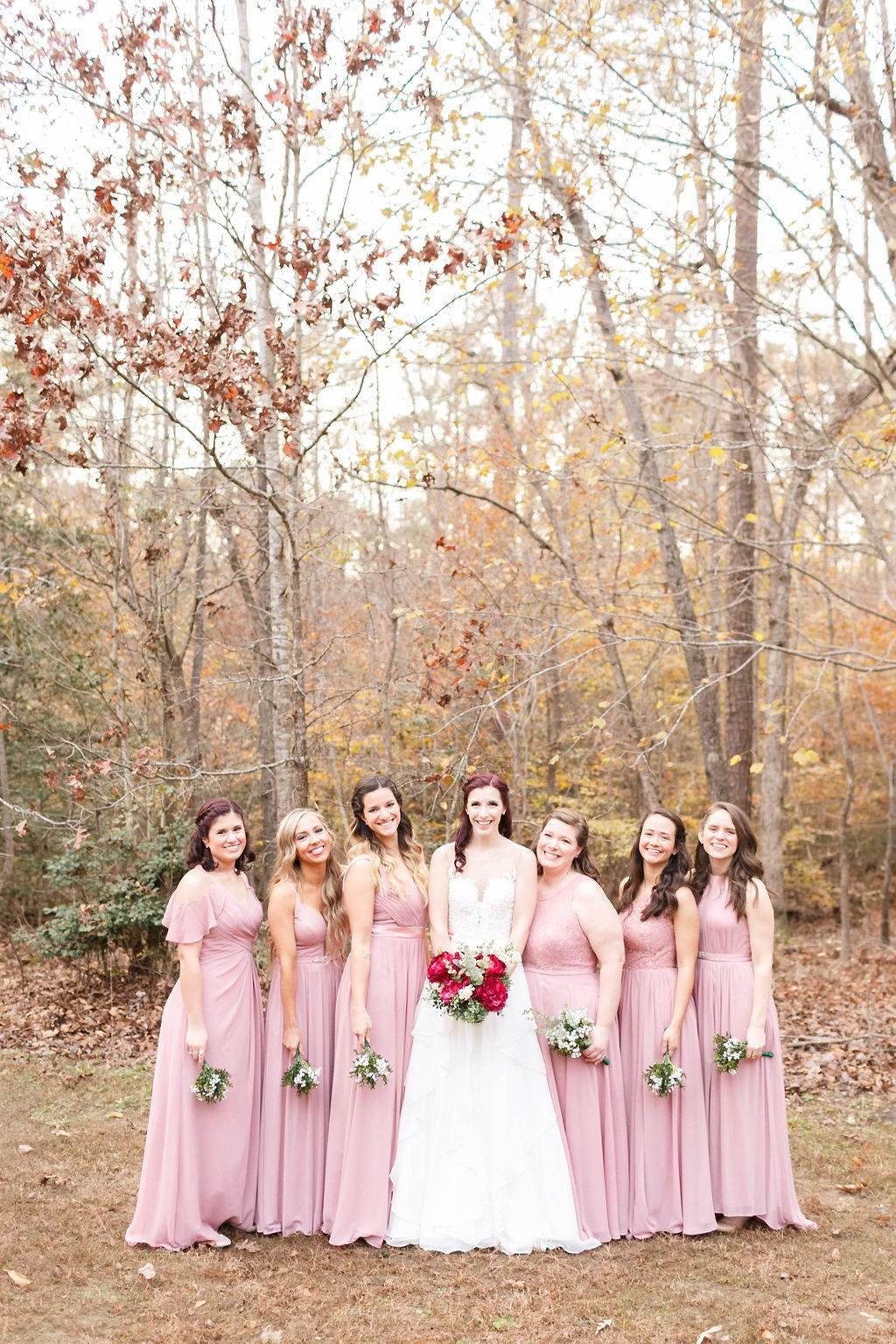 Charcoal And Dusty Rose Autumn Bridal Party Details