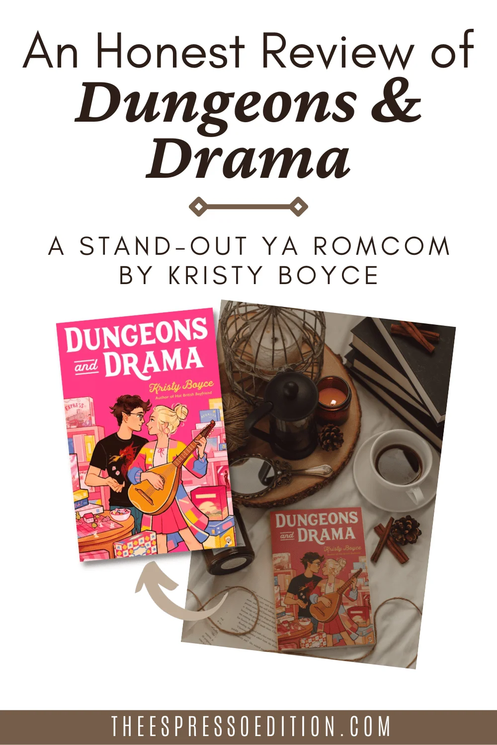 A Review of “Dungeons and Drama” by Kristy Boyce by The Espresso Edition cozy bookish blog
