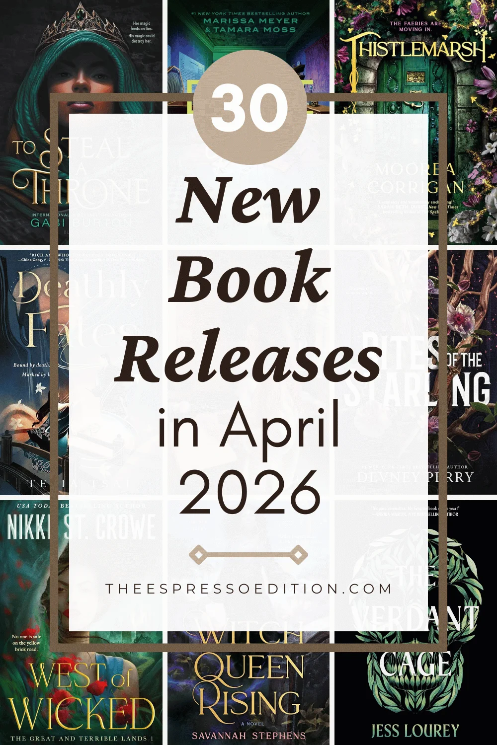 30 New Book Releases in April 2026 by The Espresso Edition cozy bookish blog