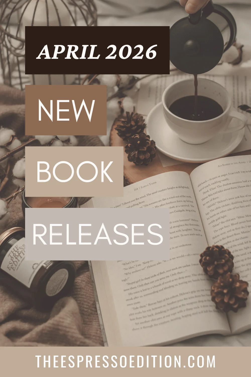 April 2026 New Book Releases by The Espresso Edition cozy bookish blog